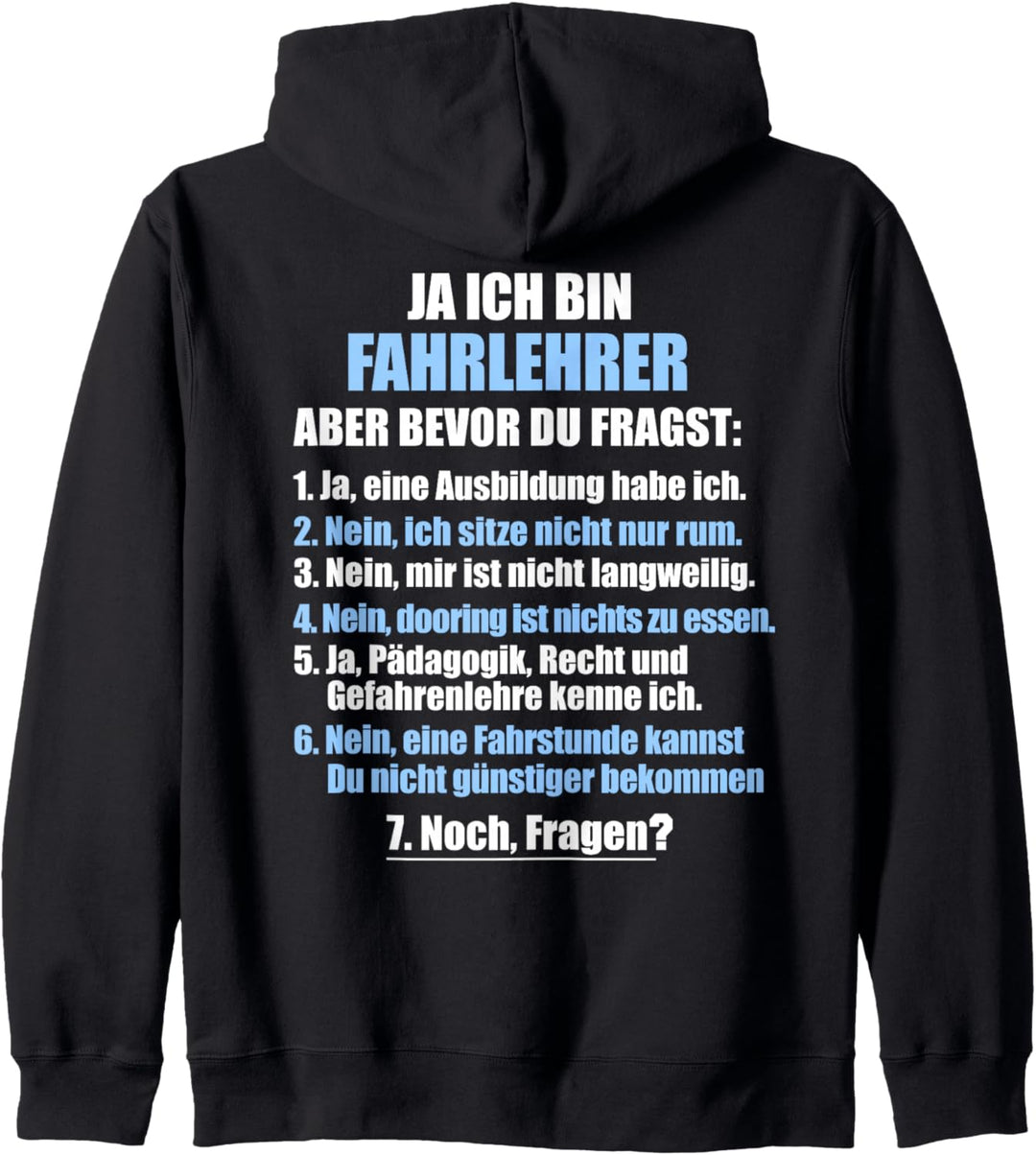 Fahrlehrer Fahrschullehrer Fahrschule Führerscheinprüfung Kapuzenjacke