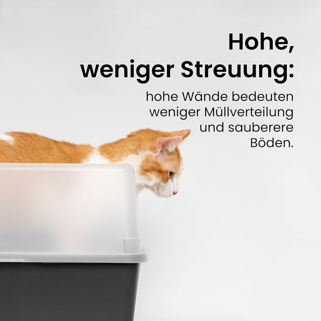 Iris Ohyama Katzenklo mit Schaufel, bis 7 kg, Weiss, offen, ohne Deckel, Katzentoilette, hoher Abneh