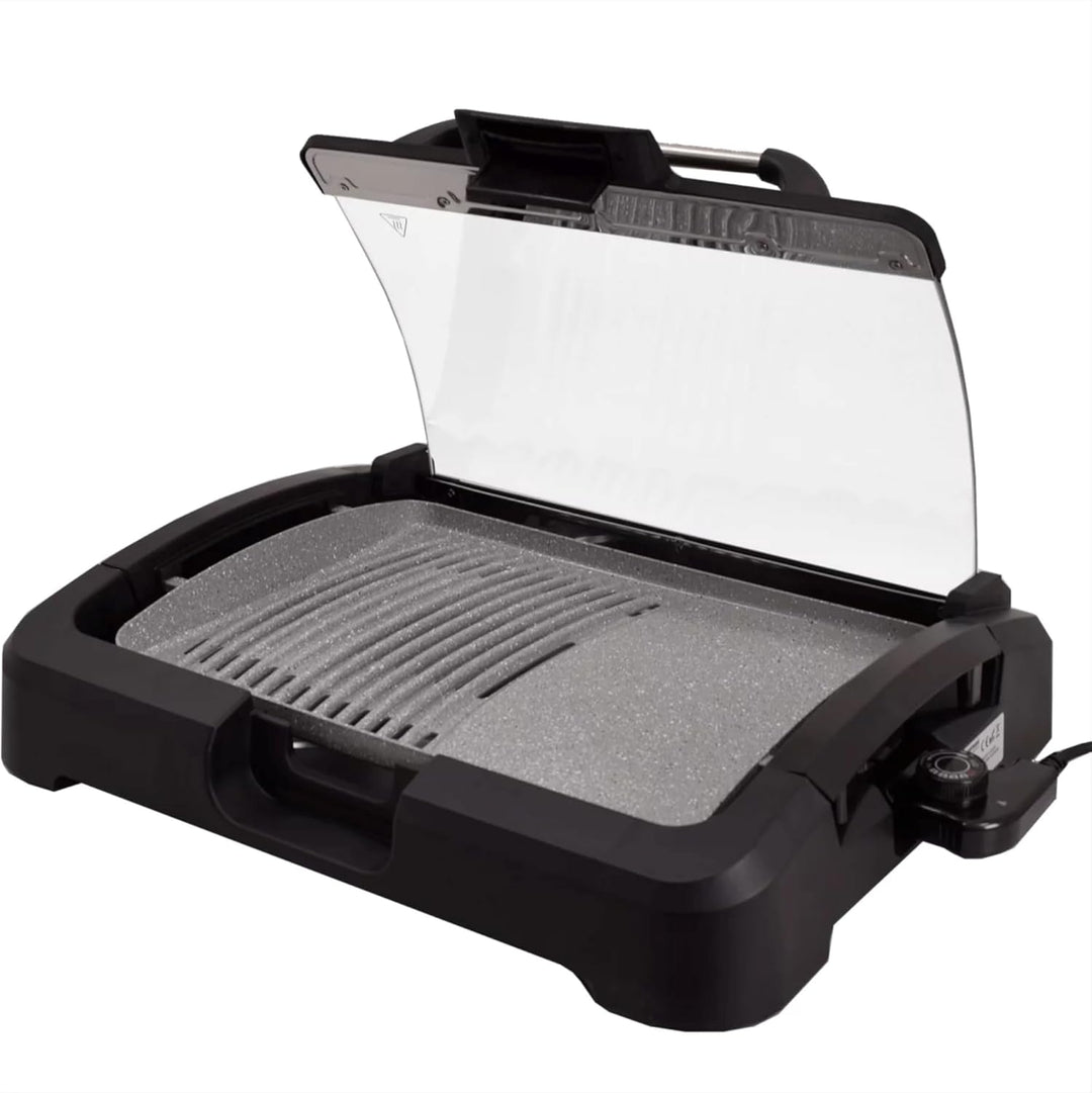 Syntrox Tischgrill Strivasa mit Keramik Grillplatte, Elektrogrill 2200 Watt, Kontaktgrill, elektrisc