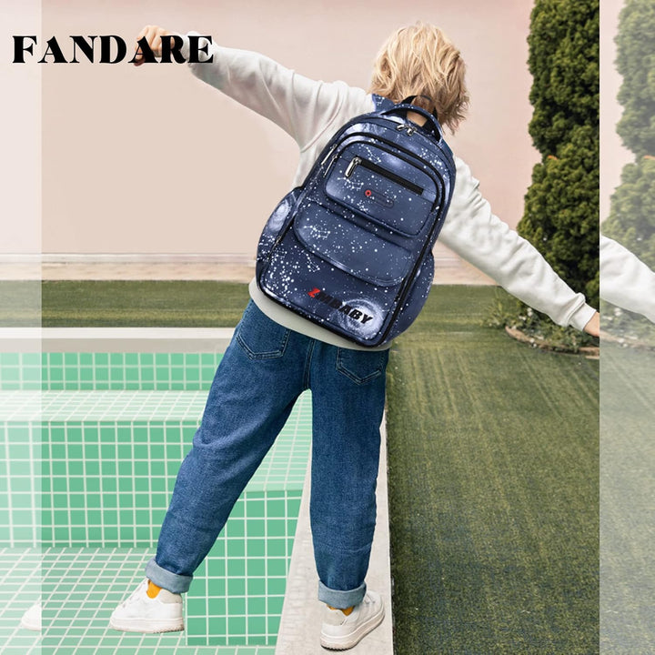 FANDARE Kinderrucksack Schulranzen Mehrfarbig Schultaschen Jungen Mädchen Schulrucksack Schultasche