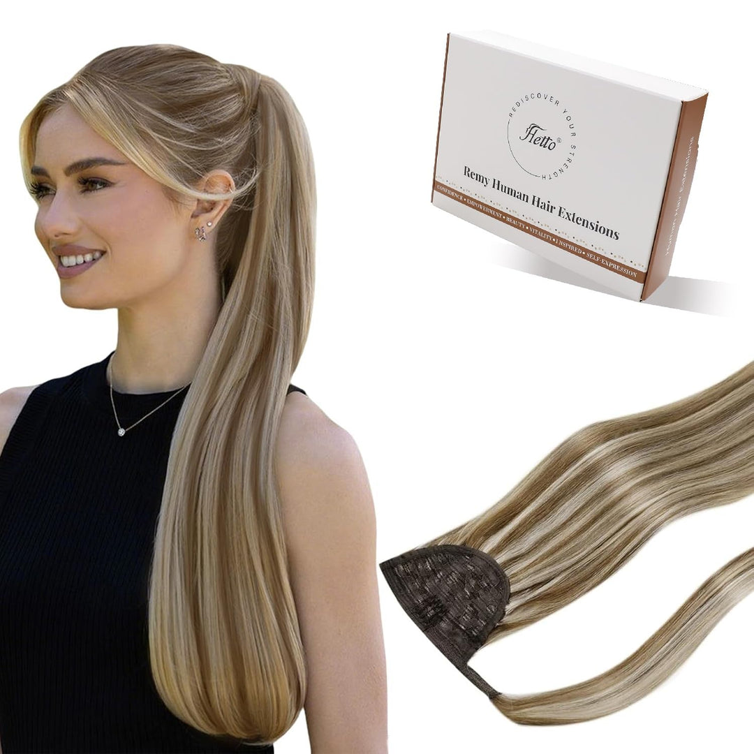 Hetto Ponytail Extensions Echthaar Blond Zopf Echthaar Extensions Remy Pferdeschwarz Extensions Echt