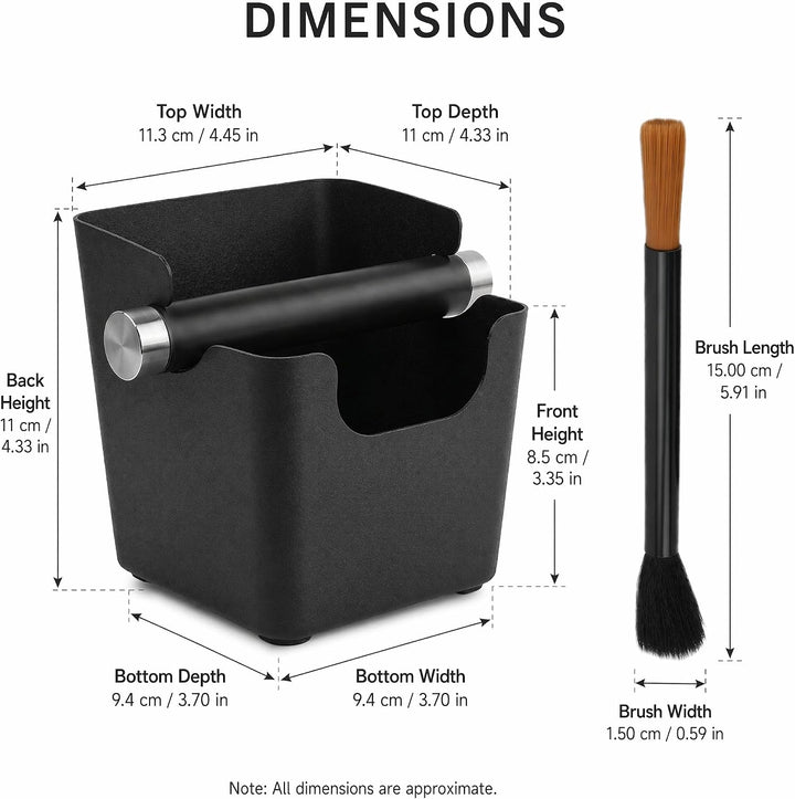 Abklopfbehälter für Siebträger Espresso Knock Box mit Abnehmbarer Klopfstange, Rutschfester Basis &