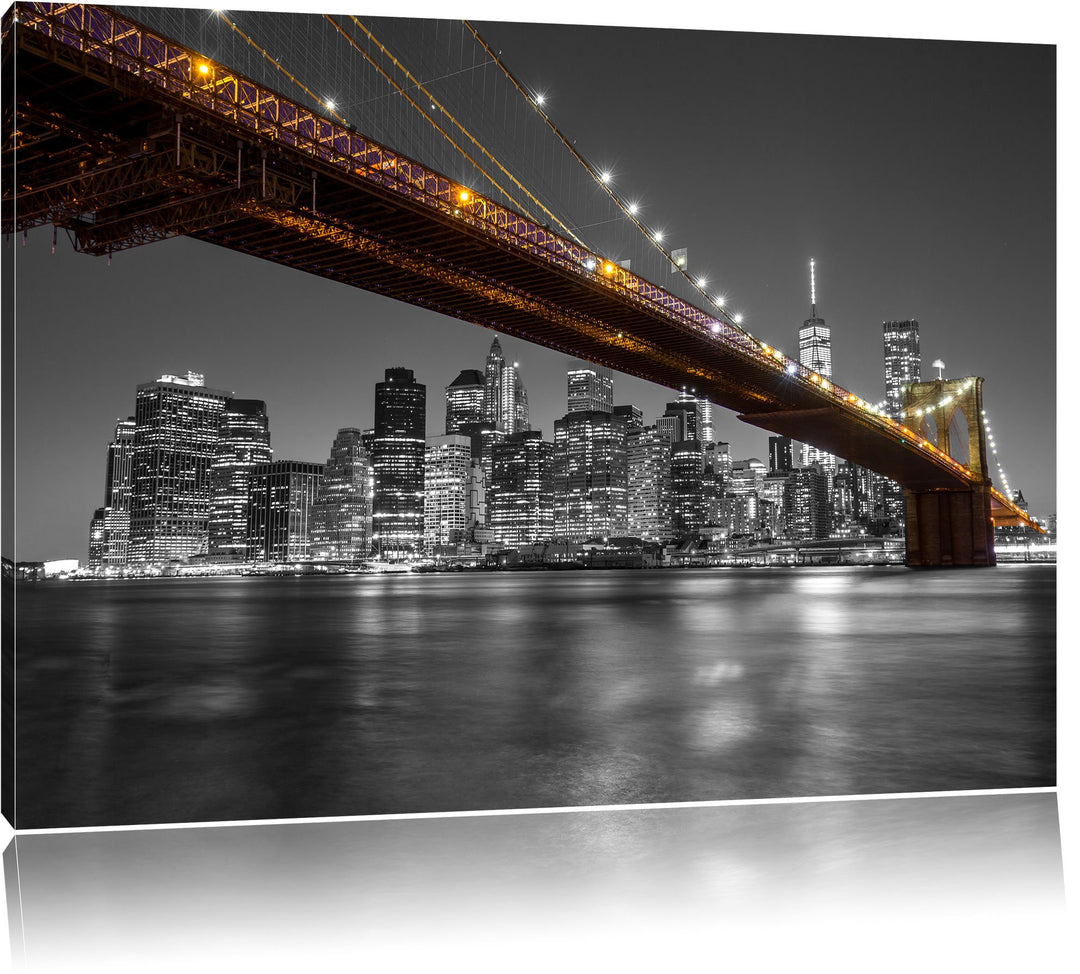 Pixxprint Skyline von Manhattan als Leinwandbild/Grösse: 100x70 cm/Wandbild/Kunstdruck/fertig bespan