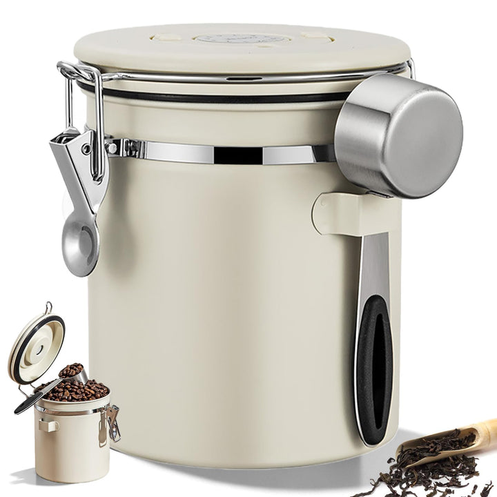 Kaffeedose Luftdicht, 2,8 L Kaffeebohnenbehälter Vakuum, Kaffeebohnen Behälter mit CO2-Ventil und Me