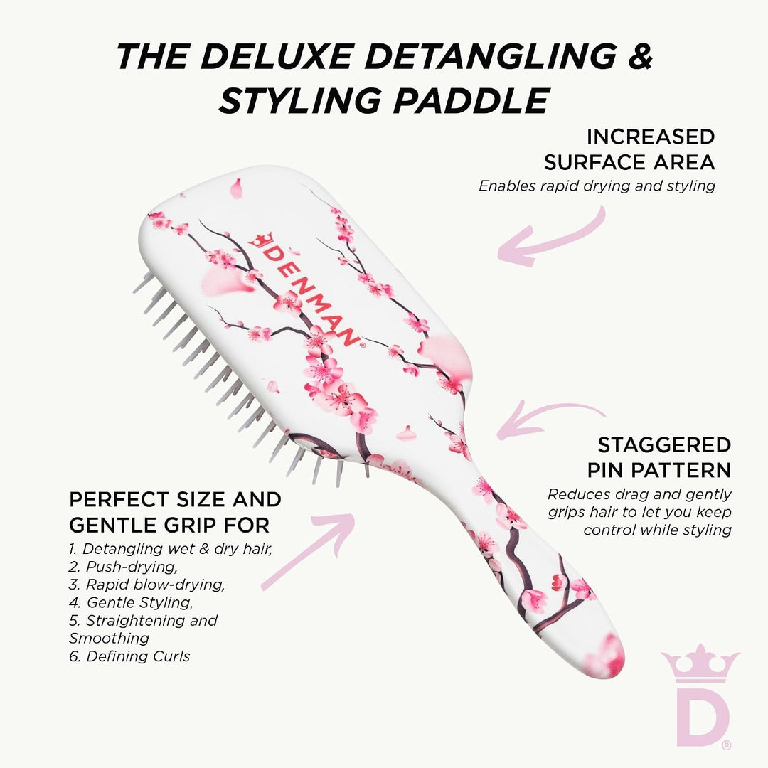 Denman Detangling &amp; Styling Hairbrush, D38, Cherry Blossom