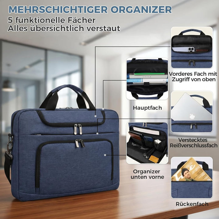 BERTASCHE Laptoptasche 17 Zoll - 17,3 Zoll Notebooktasche für Herren Damen, Computertasche für Reise