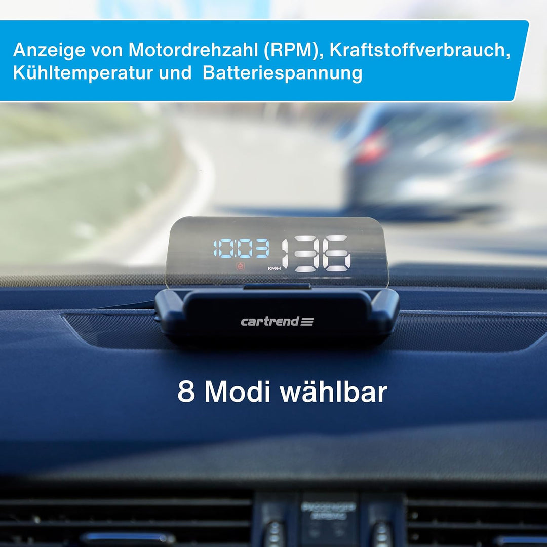 Cartrend 10632 Head Up OBD2 & HUD Display Geschwindigkeitsmesser Auto Tachometer Wassertemperaturmes