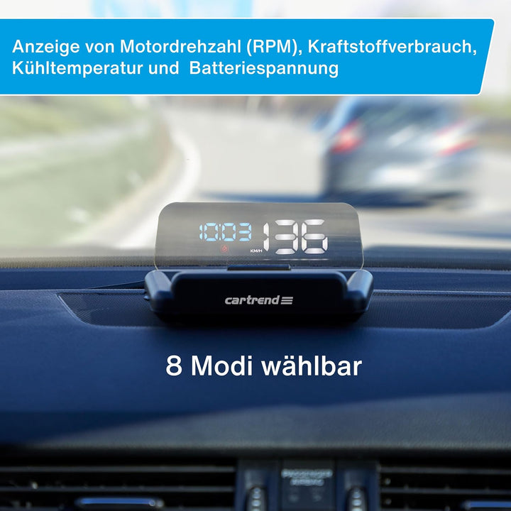 Cartrend 10632 Head Up OBD2 & HUD Display Geschwindigkeitsmesser Auto Tachometer Wassertemperaturmes