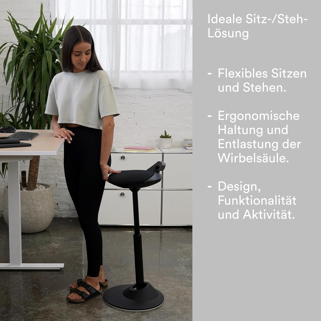 aeris Muvman High Stehhocker – ergonomische Stehhilfe – Stehsitz für gesundes und aktives Sitzen und