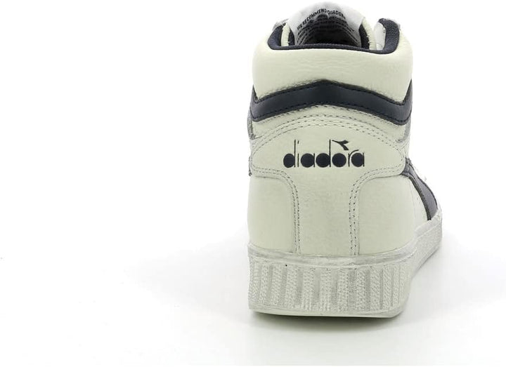 Diadora Unisex Game L High Waxed Hohe Sneaker 36 EU Schmal Weiss White Blue Caspian Sea, 36 EU Schma