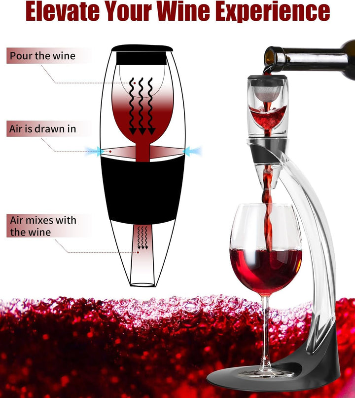 Zaxiva Luxus Wein Dekanter Set, Hochwertiger Rotwein Dekanter mit Weinbelüfter, Vakuum Weinstopper &