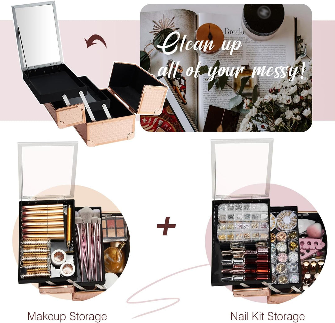Joligrace Kosmetikkoffer Make up Koffer Schminkkoffer Portable Beauty Case Etagenkoffer Multikoffer