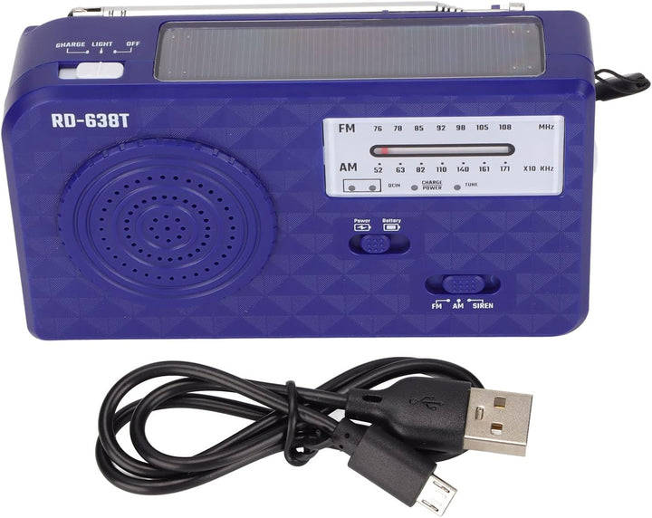 RD 638T Solar Hand Crank Notio -Radio, AM FM Small Weather Radios, Tragbares Überlebensradio mit LED