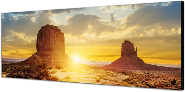 Paul Sinus Art Panoramabild auf Leinwand und Keilrahmen 150x50cm USA Monument Valley Sonnenuntergang