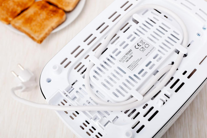 eldom TO265 Nele Toaster | 7 Röststufen | Defrost-Funktion | mit integrierten Brötchenaufsatz | Krüm