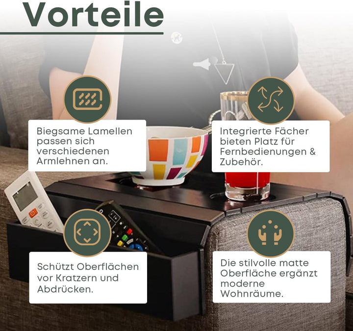 YUGN Sofatablett Armlehne - Couch Ablage Sofa Tablett - Sofalehne Ablage - Getränkehalter Sofa Butle
