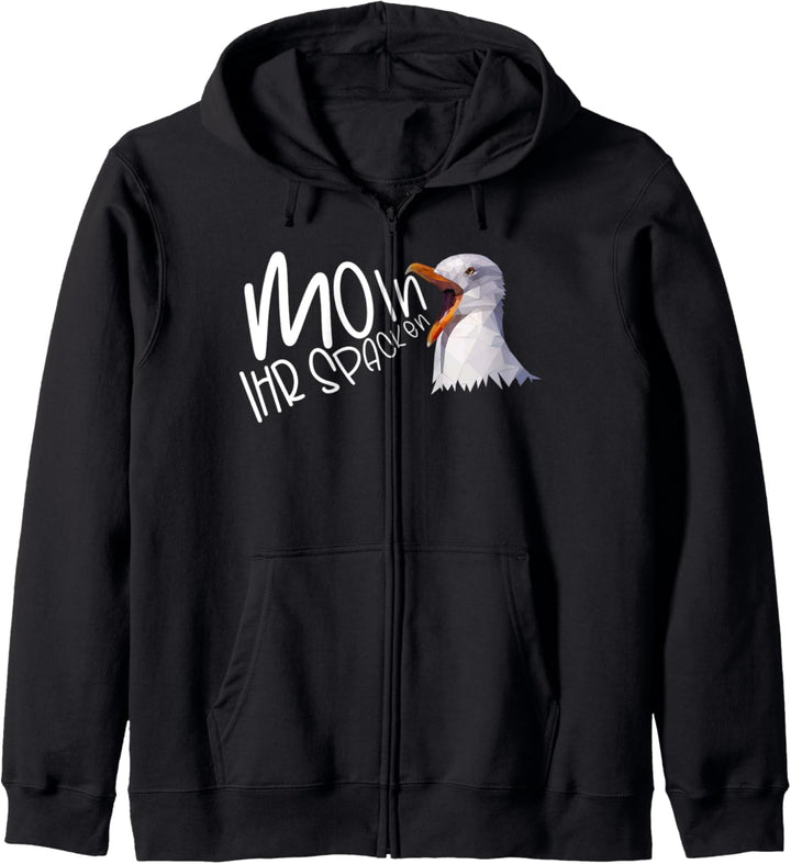 Möwe Seevogel - Moin ihr Spacken - norddeutscher Spruch Kapuzenjacke