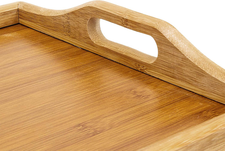 Relaxdays 4 x Betttablett klappbar, Essenstablett mit Füssen, Frühstück im Bett, Bambus &amp; MDF, HxBxT