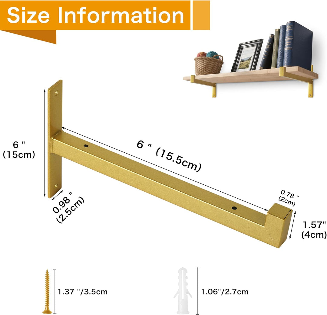6 Stück robuste Regalhalterungen 15,2 cm Wandmontage Industrie Metall Regalstützen mit Lippe