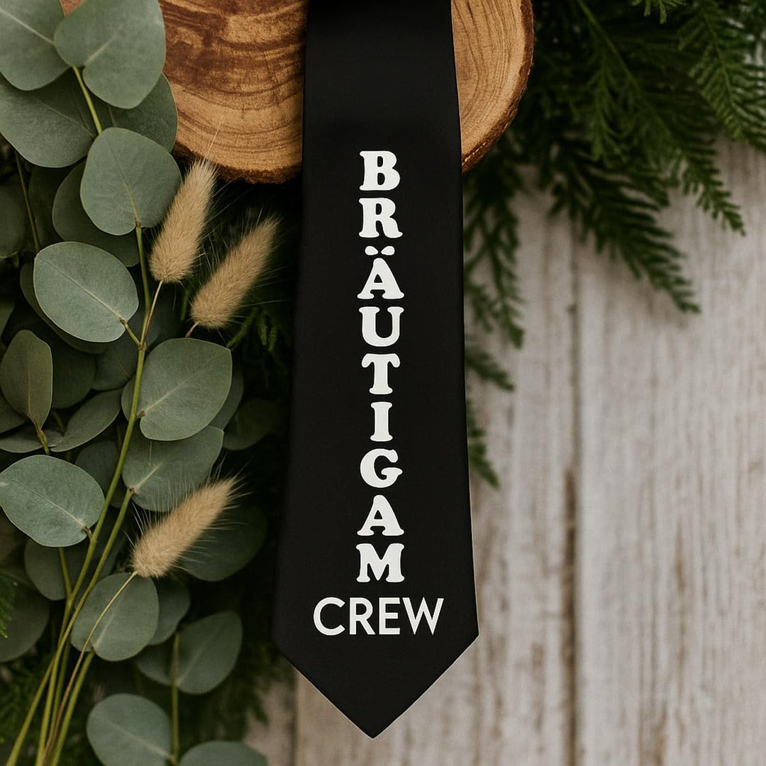 Krawatte JGA Bräutigam &amp; Crew – Lustiges Accessoire für Junggesellenabschied Herren | Alternative zu