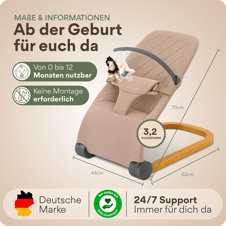SamiBu Babywippe Faltbar &amp; Verstellbar | Baby Wippe Neugeborenen | Bouncer Newborn mit Spielbogen |