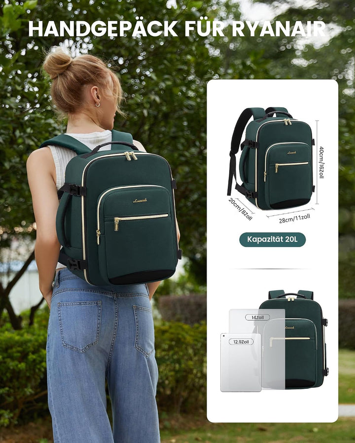 LOVEVOOK Handgepäck 40x30x20 für Ryanair, Kleiner Handgepäck Rucksack Tasche Reiserucksack Flugzeug,