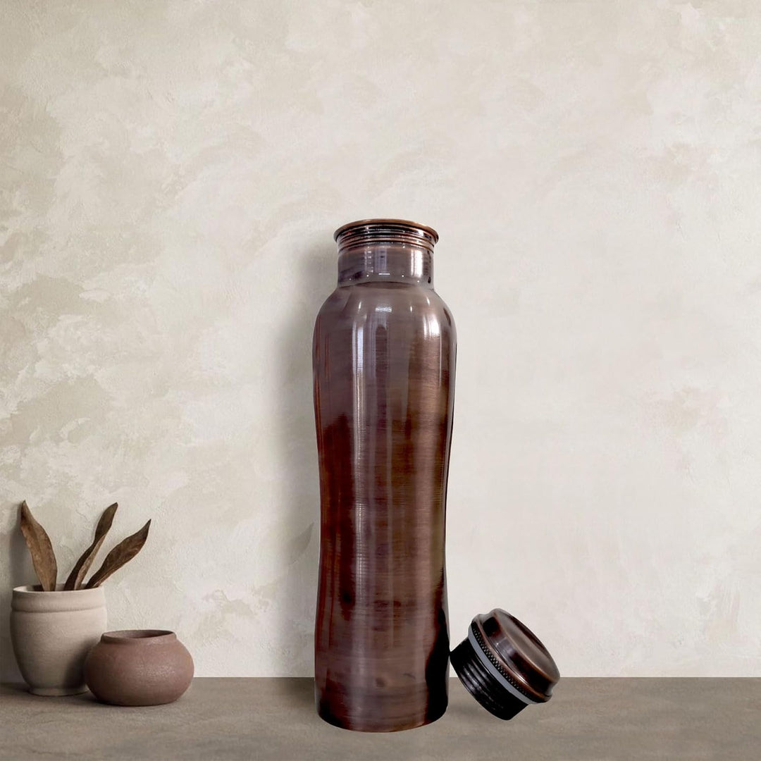 ayurvedische Kupfer-Wasserflasche, auslaufsicheres naturreines Kupfergefäss 900ml/30oz 900 ml Design
