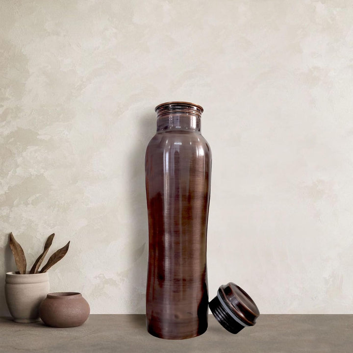 ayurvedische Kupfer-Wasserflasche, auslaufsicheres naturreines Kupfergefäss 900ml/30oz 900 ml Design