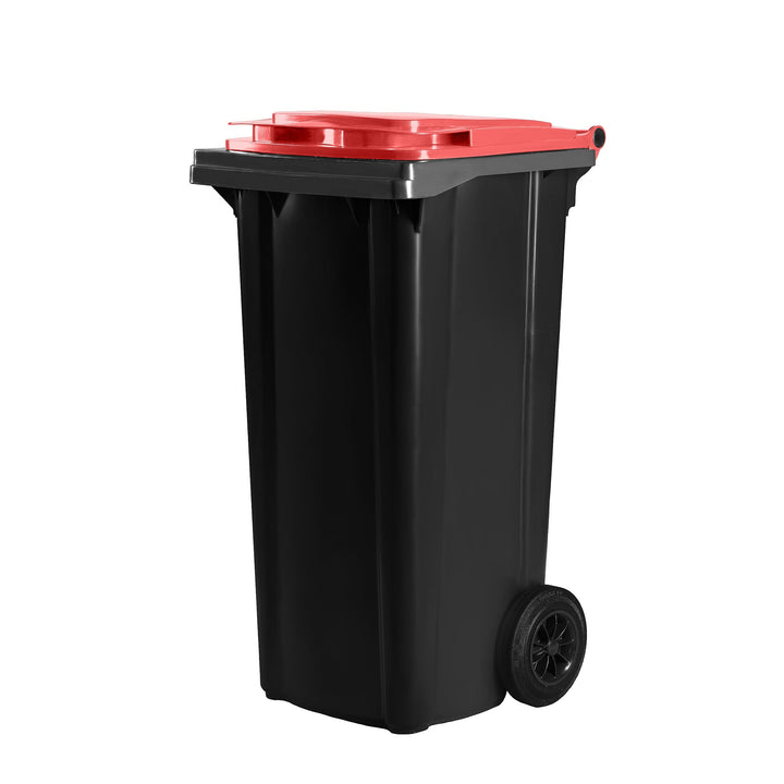 Hardwex Mülltonne mit 2 Rädern und Deckel, Müllgrossbehälter, Abfalltonne, Mülleimer, Volumen: 120 L