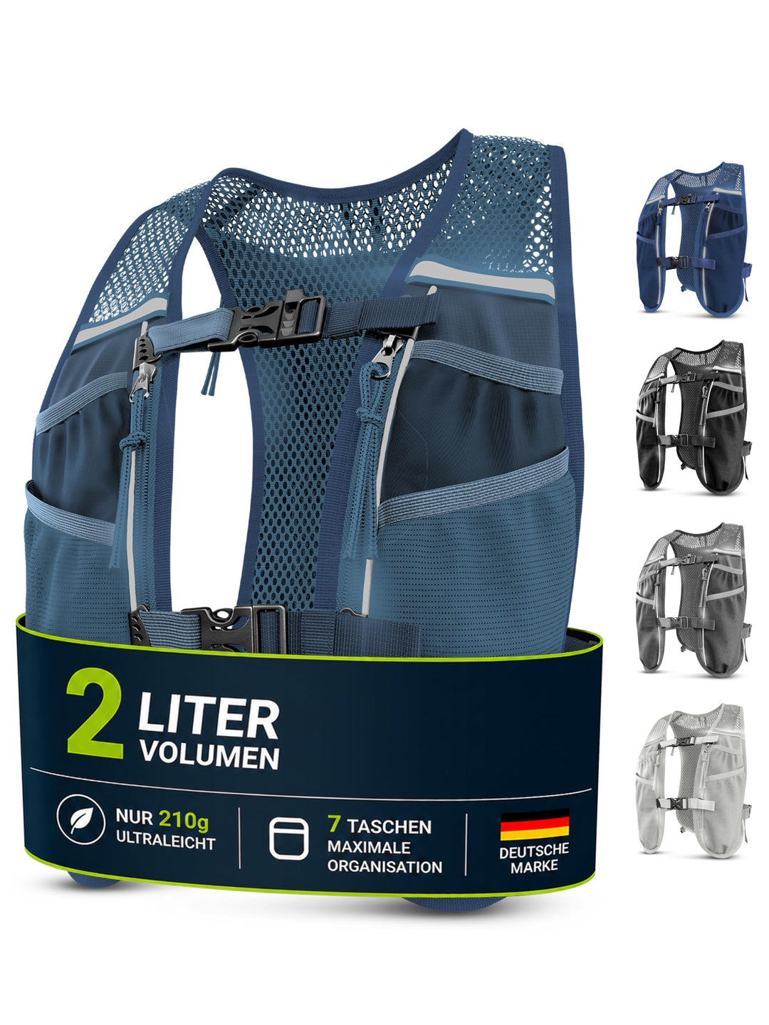 SASMO Laufweste Damen &amp; Herren mit Trinkflasche, 270g Ultraleicht | Trinkweste Laufen, Laufrucksack,