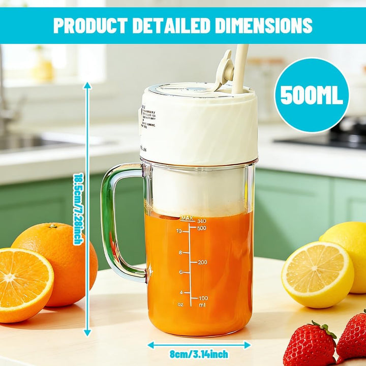 Tragbarer Smoothie Maker to go, 340ML Mini Mixer für Shakes & Smoothies, 21.000 U/min mit 6 Edelstah