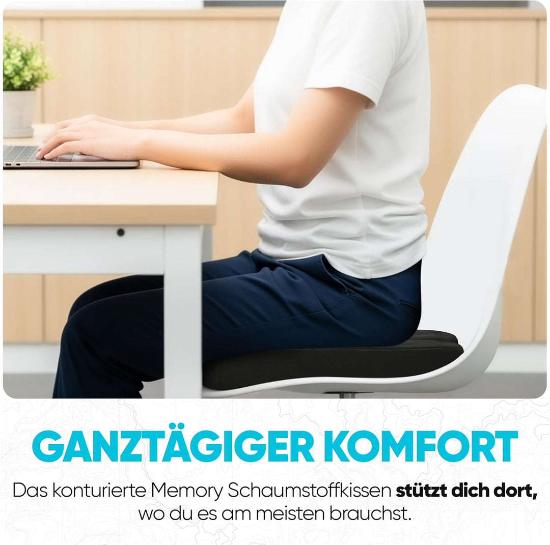 FORTEM Sitzkissen, Sitzpolster, Bürostuhlkissen, Memory-Schaum Schreibtischstuhl Kissen, Rutschfeste