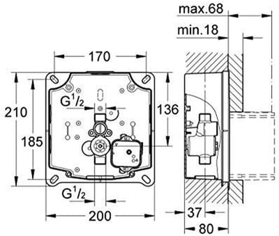 GROHE Rohbauset für Urinal Rapido U 37338000, Silber