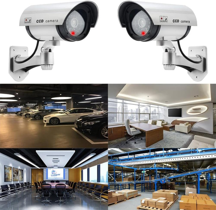 Dummy Kamera Fake Überwachung Kamera CCTV mit Blinkendem LED Licht Sicherheitskamera - 4 Stück (Silb