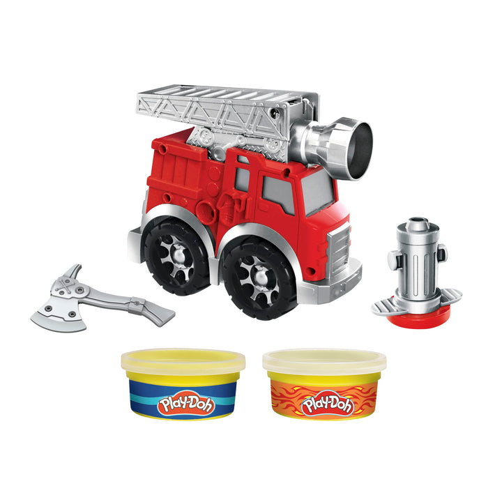 Play-Doh Wheels Kleine Feuerwehr, Spielset mit 2 Dosen, Wasser- und Feuerfarben, Feuerwehrauto für K