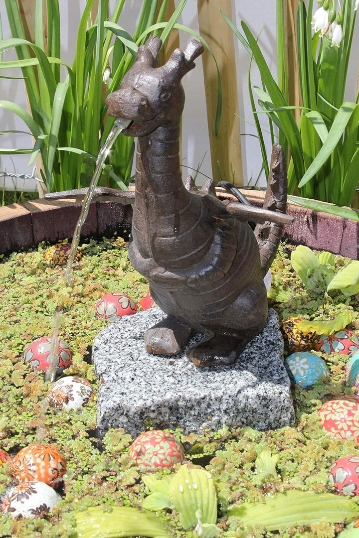 powershop11 Wasserspeier Drache Guss mit Solarpumpe