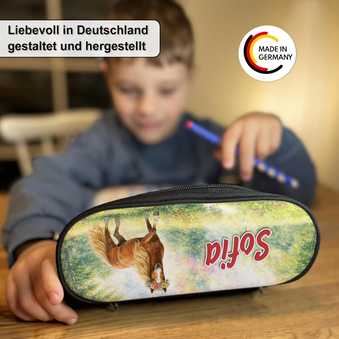 Federmäppchen mit Name personalisiert, rosa, türkis blau Stiftebox Federtasche, Geschenkidee Schulan