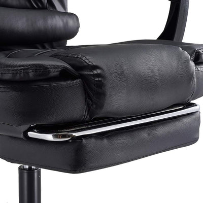 Panana Bürostuhl Heavy-Duty Executive Liegesessel mit Fussstütze aus PU-Leder Gaming-Stuhl (Schwarz)