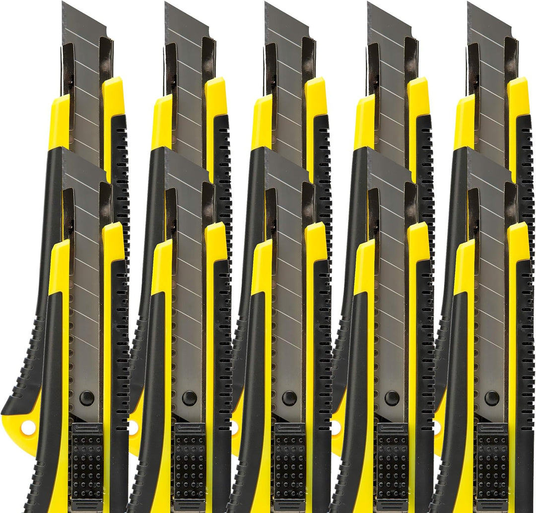 OFFICE POINT Cuttermesser Set Teppichmesser 10 Stück | 18mm | Profi Cutter Messer Metallführung Abbr