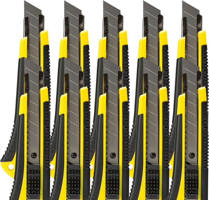 OFFICE POINT Cuttermesser Set Teppichmesser 10 Stück | 18mm | Profi Cutter Messer Metallführung Abbr