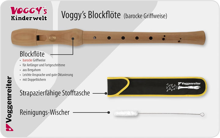 Voggenreiter 479 - Holzblockflöte (Ahorn, barocke Griffweise) Barock Ahorn Set ohne Lehrbuch, Barock