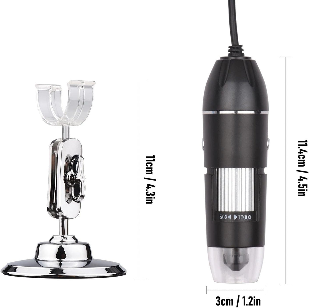 USB-Digitalmikroskop 50X-1600X | 8 LED-Beleuchtung | 360-Grad-Drehständer | Android-Kompatibilität |
