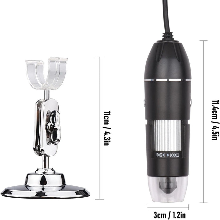 USB-Digitalmikroskop 50X-1600X | 8 LED-Beleuchtung | 360-Grad-Drehständer | Android-Kompatibilität |