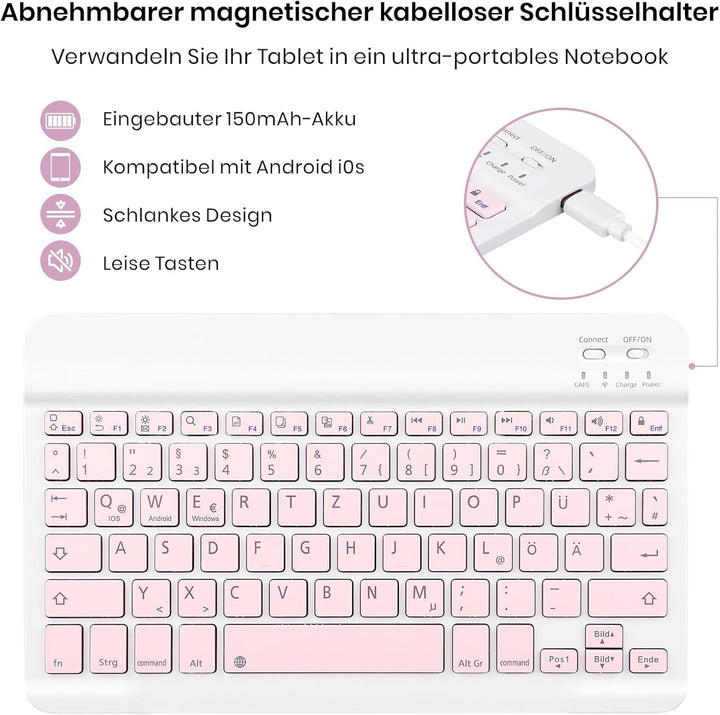 Hülle mit Tastatur für Samsung Galaxy Tab A11+ Plus 2025/ A9+ Plus 11 Zoll 2023, Stossfeste Ultradün