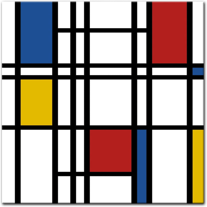 Bilderdepot24 Bild auf Leinwand | Mondrian retro in 80x80 cm als Wandbild | Wand-deko Dekoration Woh