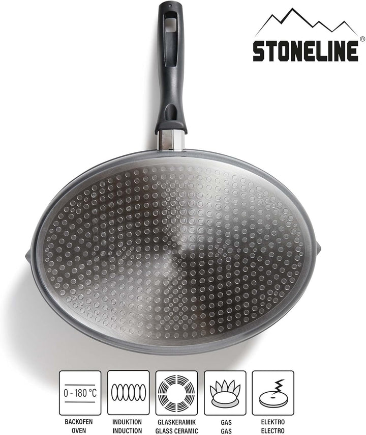 Stoneline XXL Fischpfanne, Schnitzelpfanne, 35,2 x 24,3 cm, mit Deckel, Induktion, Aluguss, Antihaft