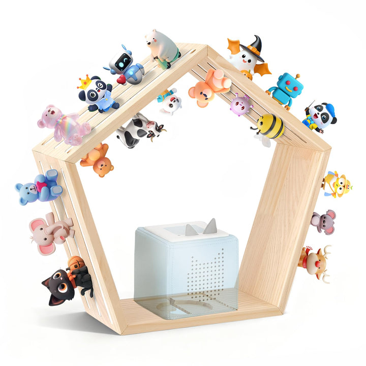 Hexagon Tonie Regal für Toniebox – Magnetisches Toniebox Regal Wabenform für 68 Figuren, 46x42cm Hol