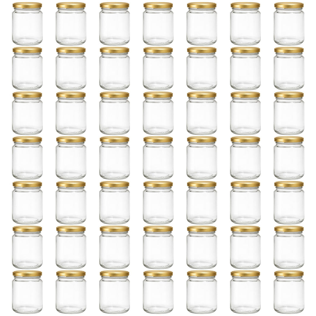Vitrea 50x Marmeladengläser 275 ml - mit Deckel Gold TO 66 - Einmachgläser zum befüllen mit Schraubd