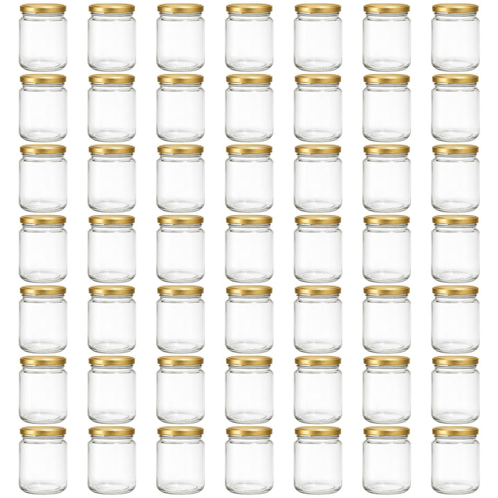 Vitrea 50x Marmeladengläser 275 ml - mit Deckel Gold TO 66 - Einmachgläser zum befüllen mit Schraubd
