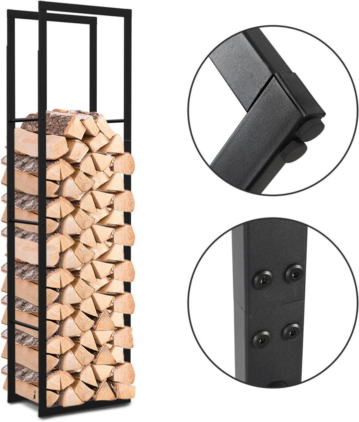 Lospitch Kaminholzregal Feuerholzregal Innen Brennholzregal Holzhalter, Stabiles Metall-Gestell In M